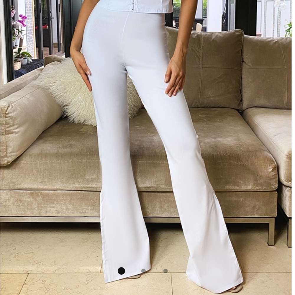 pretty little thing TALL split hem white pants